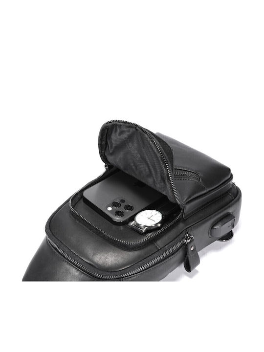 Leather Men's Bag Sling Black