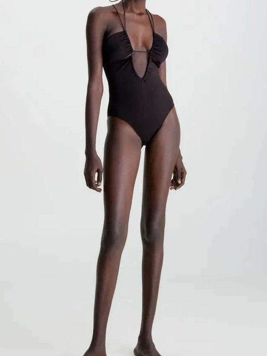 Costum De Baie Întreg Negru Cu Burete Detașabil