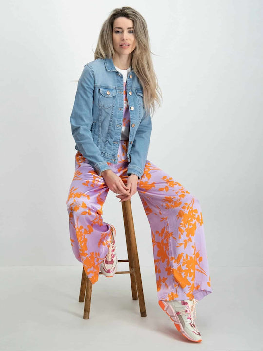 Damen Stoff Hose mit Gummizug Purple Rose