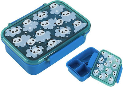 iDrink Panda Kids Lunch Plastic Box Light Blue L18xW13xH6cm