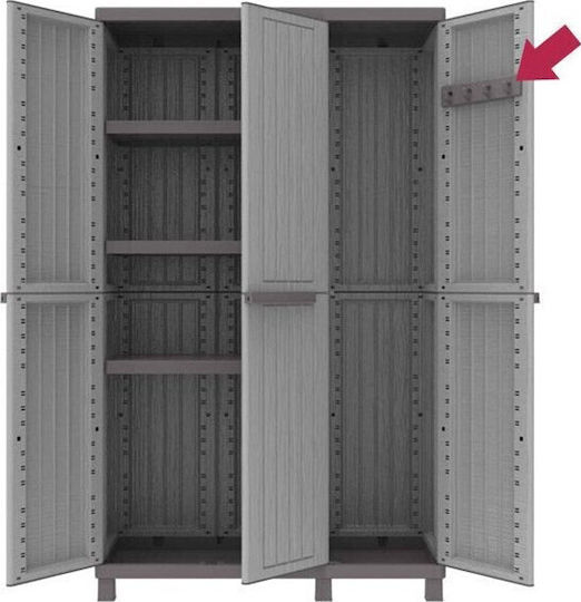 Triple Door Wardrobe CWood Plastic with Divider & 3 Shelves 102A 102x39x170cm