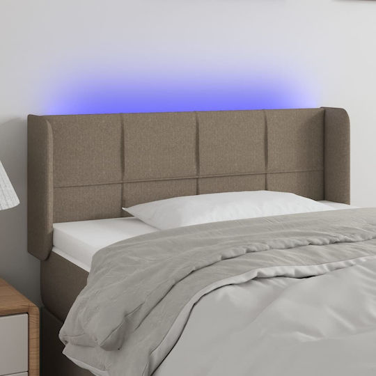 vidaXL Tăblie de Pat LED din Țesătură Taupe 103x88cm