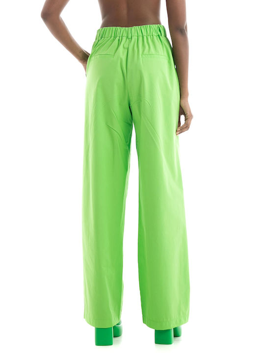 Jack & Jones Women's Fabric Trousers in Wide Line Green