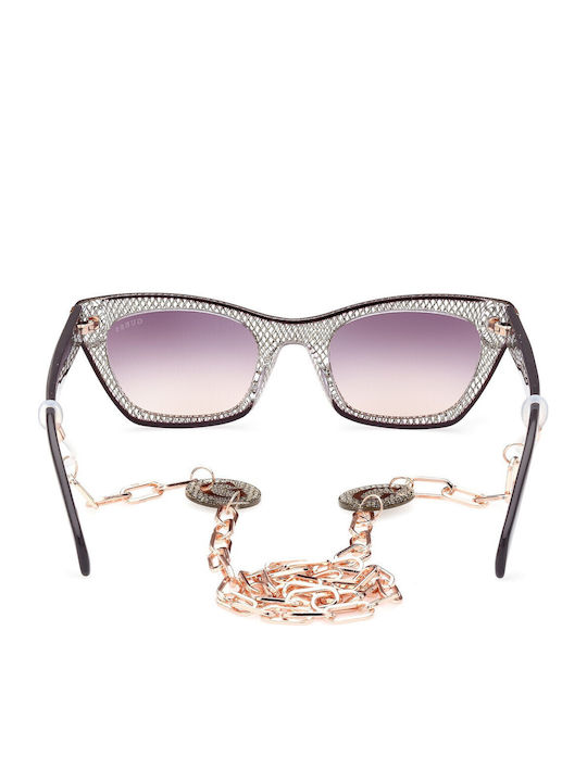 Guess Women’s Sunglasses with Silver Horn-Rimmed Frame and Grey Lens GU7873 25B