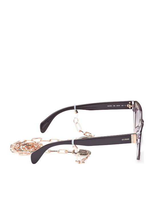 Guess Women’s Sunglasses with Silver Horn-Rimmed Frame and Grey Lens GU7873 25B