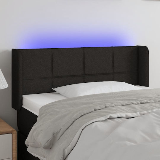 vidaXL LED Bed Headboard Fabric Black 103x88cm