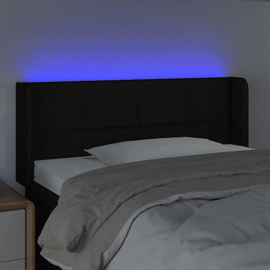 vidaXL LED Bed Headboard Fabric Black 103x88cm