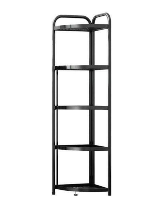 Next 18873-09-2 Corner Floor Bathroom Shelf Metallic with 5 Shelves 35x38x156cm Black