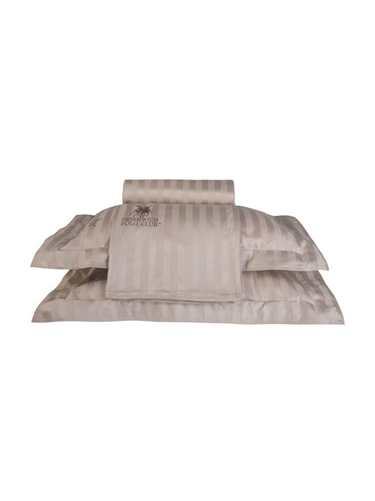 Greenwich Polo Club Duvet Cover Set Cotton Satin Queen with 2 Pillowcases 220x240 2157 Beige