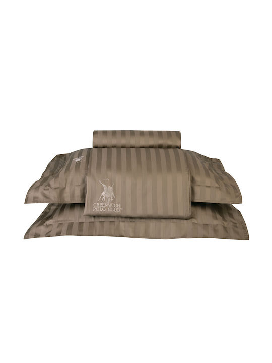 Greenwich Polo Club Bettbezug-Set Baumwollsatin Übergröße mit 2 Kissenbezügen 220x240 2156 Khaki