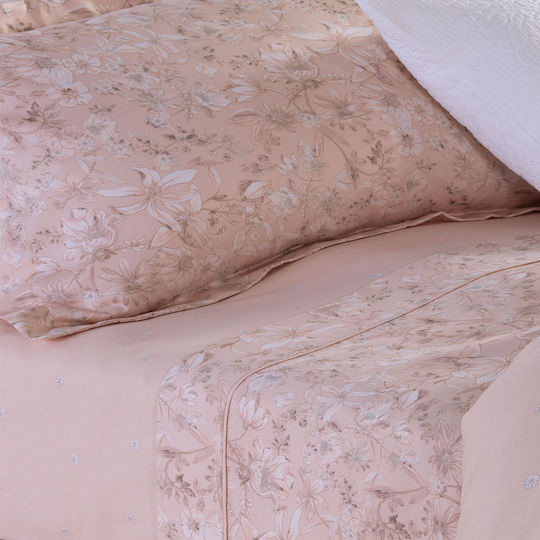 Nef-Nef Homeware Σετ Παπλωματοθήκη Βαμβακερή Υπέρδιπλη με 2 Μαξιλαροθήκες 240x230cm Amanda Peach