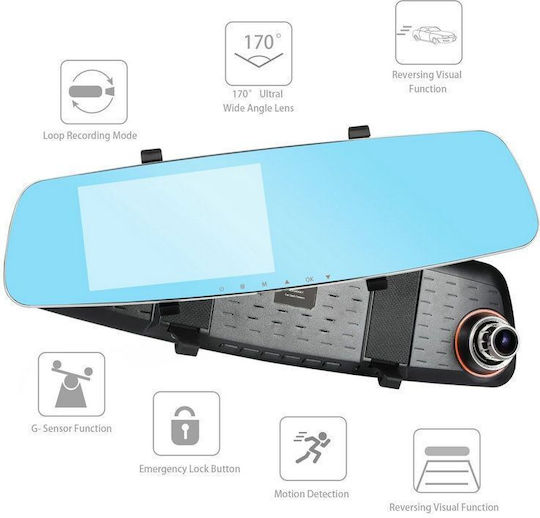 1080P Mirror Car DVR Set with Rear Camera, 4" Display