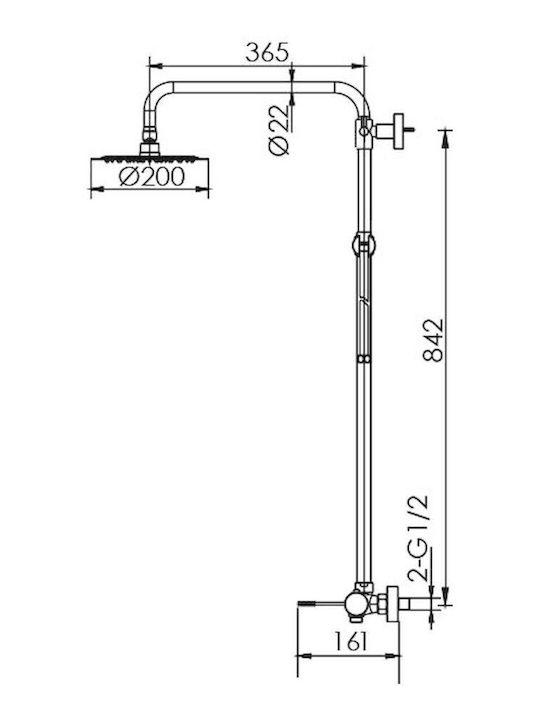 Excel Viento Coloană De Duș Cu Mixer De Cadă 84.2cm Neagră