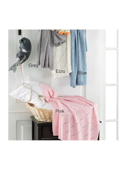 Beauty Home Κουβέρτα Αγκαλιάς & Λίκνου Πλεκτή Ροζ 70x90εκ.
