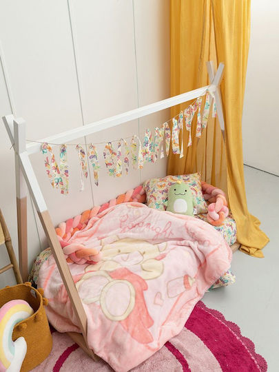 Palamaiki Κουβέρτα Κούνιας Bebe Velour BV720 Βελουτέ Ροζ 110x140εκ.