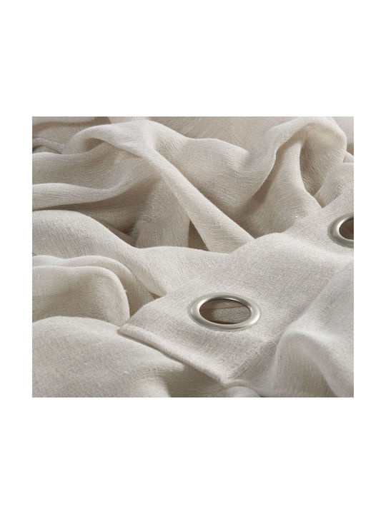 Nef-Nef Homeware Κουρτίνα με Τρουκς Lilla Μπεζ 140x265εκ.