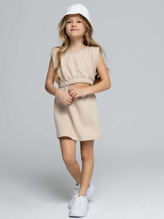 Alice Sweatshirt Kids Dress Sleeveless Beige