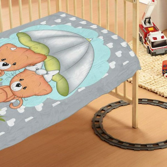 Dimcol Decke Kinderbett Rainy Bears Samt Gray 110x140cm