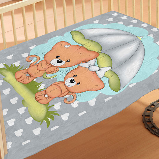 Dimcol Decke Kinderbett Rainy Bears Samt Gray 110x140cm