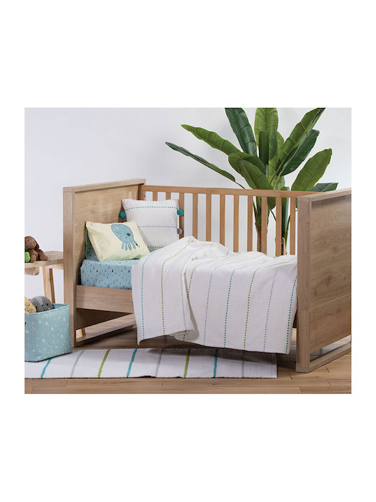 Nef-Nef Homeware Κουβέρτα Κούνιας Life Line Βαμβακερή Λευκή 110x150εκ.