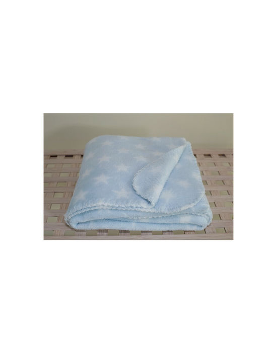 GM Home Κουβέρτα Αγκαλιάς & Λίκνου Baby Collection Stars Fleece Γαλάζια 75x100εκ.