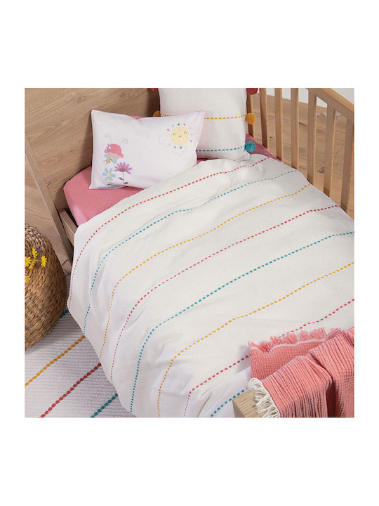 Nef-Nef Homeware Κουβέρτα Κούνιας Life Line Βαμβακερή Λευκή 110x150εκ.