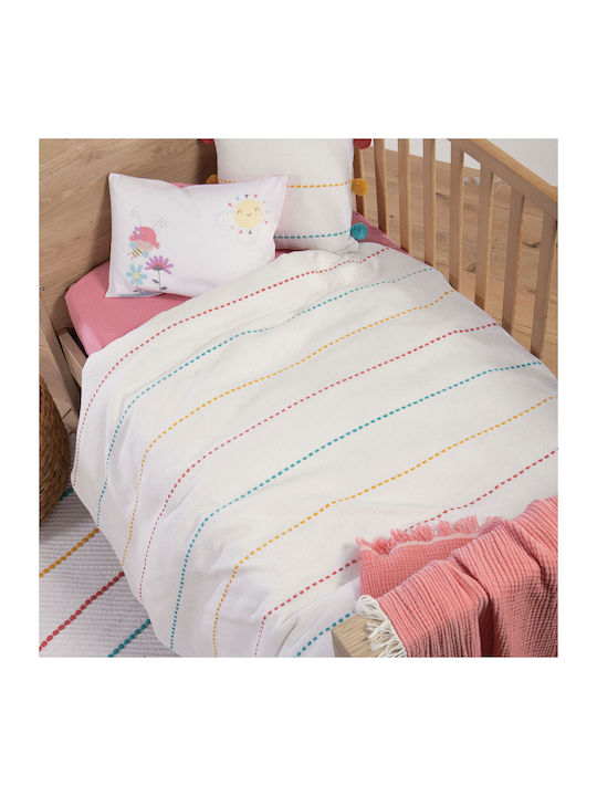 Nef-Nef Homeware Κουβέρτα Κούνιας Life Line Βαμβακερή Λευκή 110x150εκ.