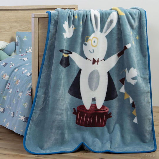 Nef-Nef Homeware Одеяло Детски пелени за пелени Just Magic Син 75x100см.
