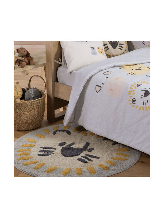 Nef-Nef Homeware Animal Way Παιδικό Χαλί Γκρι Στρογγυλό με Διάμετρο 100cm