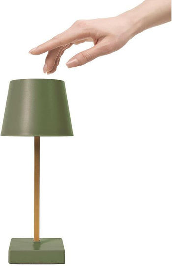 Kunststoff Vintage Tischlampe LED mit Grün Schirm und Basis