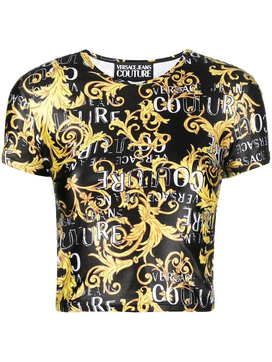Kurzärmeliges Crop-Top Schwarz