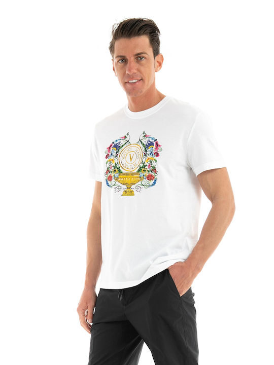 Versace Ανδρικό T-shirt Λευκό με Στάμπα