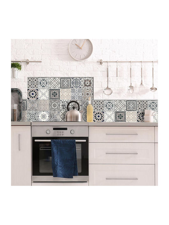 Διακοσμητικό Αυτοκόλλητο Τοίχου Grey Azulejos Multi 1τμχ 72x48εκ. Ango