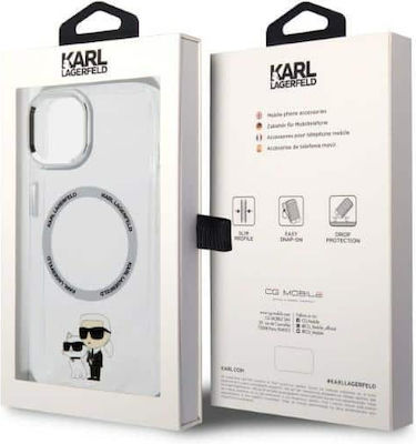 Karl Lagerfeld Iconic Karl & Choupette Magsafe Coperta din spate Silicon Transparent (iPhone 14) KLHMP14SHNKCIT