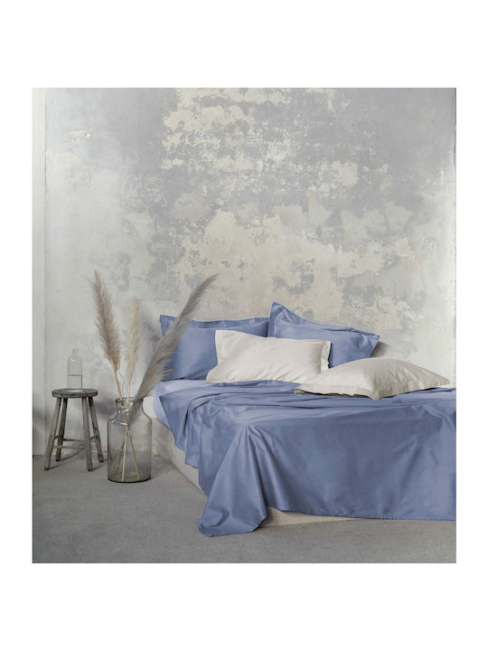 Nima Duvet Cover Cotton Satin Queen 240x260 Superior Denim Blue