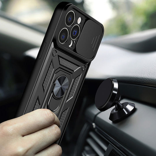 Hurtel Hybrid Armor Camshield Back Cover Silicone Black (Realme 10)