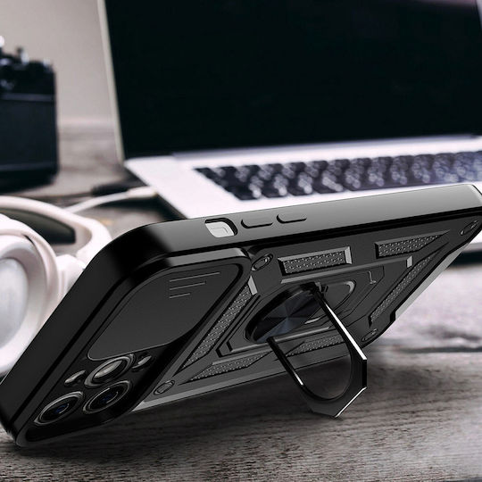 Hurtel Hybrid Armor Camshield Back Cover Σιλικόνης Μαύρο (Realme 10 Pro Plus)
