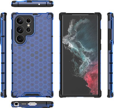 Hurtel Honeycomb Armor Hybrid Umschlag Rückseite Silikon Blau (Galaxy S23 Ultra)