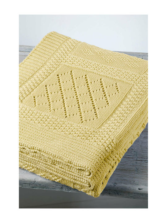 Down Town Home Blanket Cot 07 Knitted Yellow 90x120cm