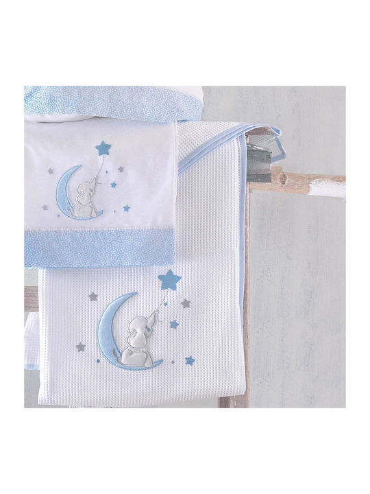 Rythmos Blanket Cot Elephant Waffle White 120x150cm