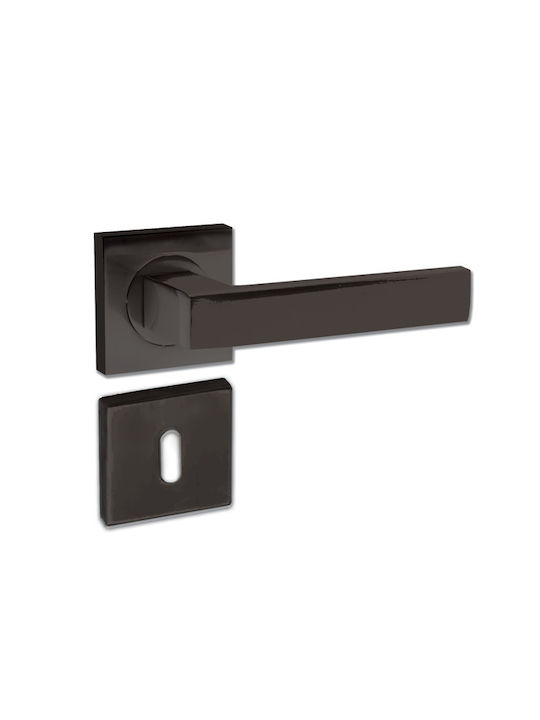 Import Hellas Lever Front Door with Rosette Left 52081 52081 Black Velvet-Black Metal