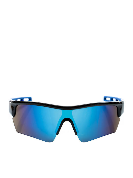 6 Spots Men's Sunglasses with Black Plastic Frame and Blue Lens 6SPSUGBB