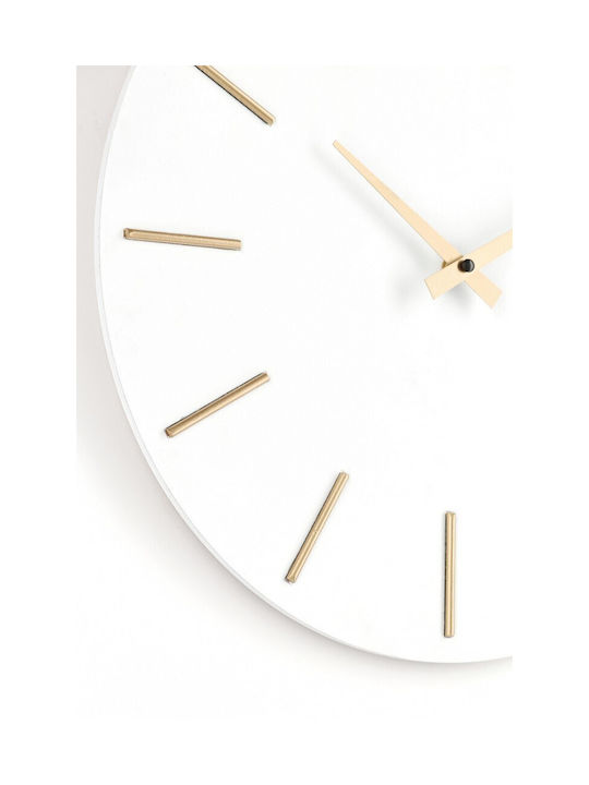 Bizzotto Timeline Wall Clock Wooden White Ø40cm