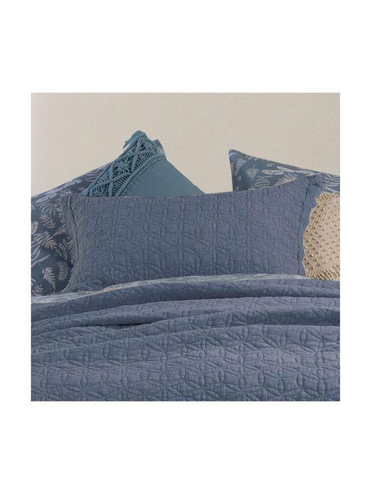 Nef-Nef Homeware Laren Blue Pillowcase Set Quilted Blue 52x72cm.
