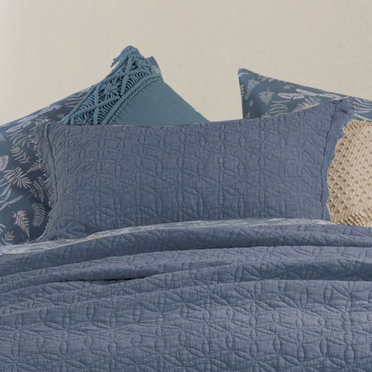 Nef-Nef Homeware Laren Blue Kissenbezug-Set Gesteppt Blue 52x72cm.