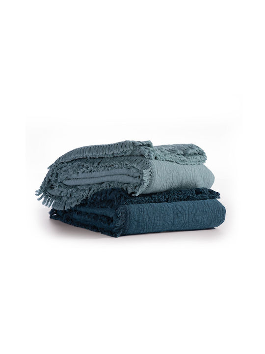Nef-Nef Homeware Laren Blue Pillowcase Set Quilted Blue 52x72cm.