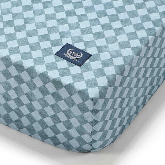 La Millou Prince Chessboard Baby Sheet Crib Cotton Fitted Blue 70x140cm