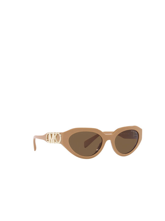 Michael Kors Women's Sunglasses with Beige Plastic Frame and Brown Lens