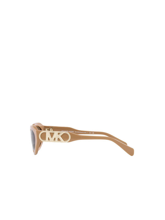 Michael Kors Women's Sunglasses with Beige Plastic Frame and Brown Lens