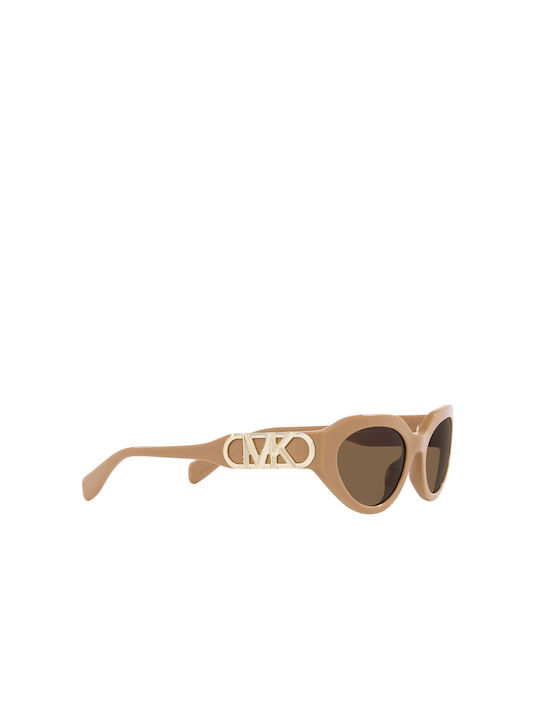 Michael Kors Women's Sunglasses with Beige Plastic Frame and Brown Lens